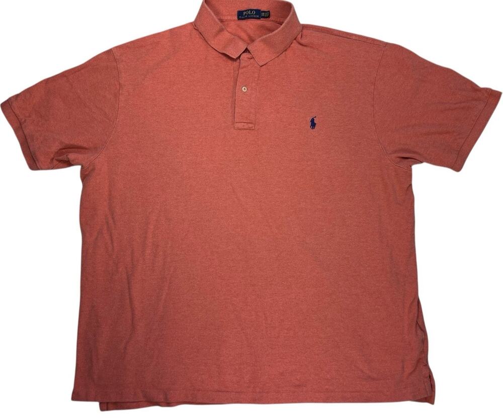 Polo Ralph Lauren Men’s 3XB Orange Polo Shirt Big & Tall Short Sleeve Cotton